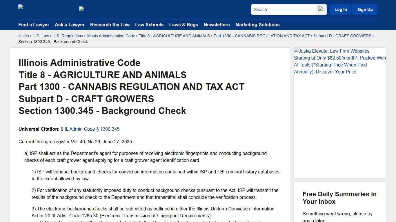 Illinois Administrative Code, Subpart D, Section 1300.345 - Background Check Illinois Administrative Code Justia